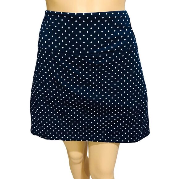 NEW Slender Shapes Skirt Skort Smoothes Slim  Golf Tennis Polka Dots Pull On PXL - Picture 1 of 10